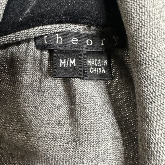 Theory Open Draped Front Cardigan Sweater With Pockets Women's Gray Size Medium - Picture 3 of 5